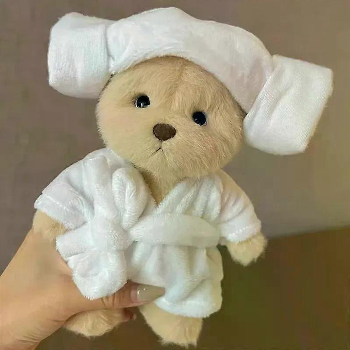 Jucarie de plus, 30cm, ursulet handmade, costum schimbabil, pentru fetite, cadou de Craciun