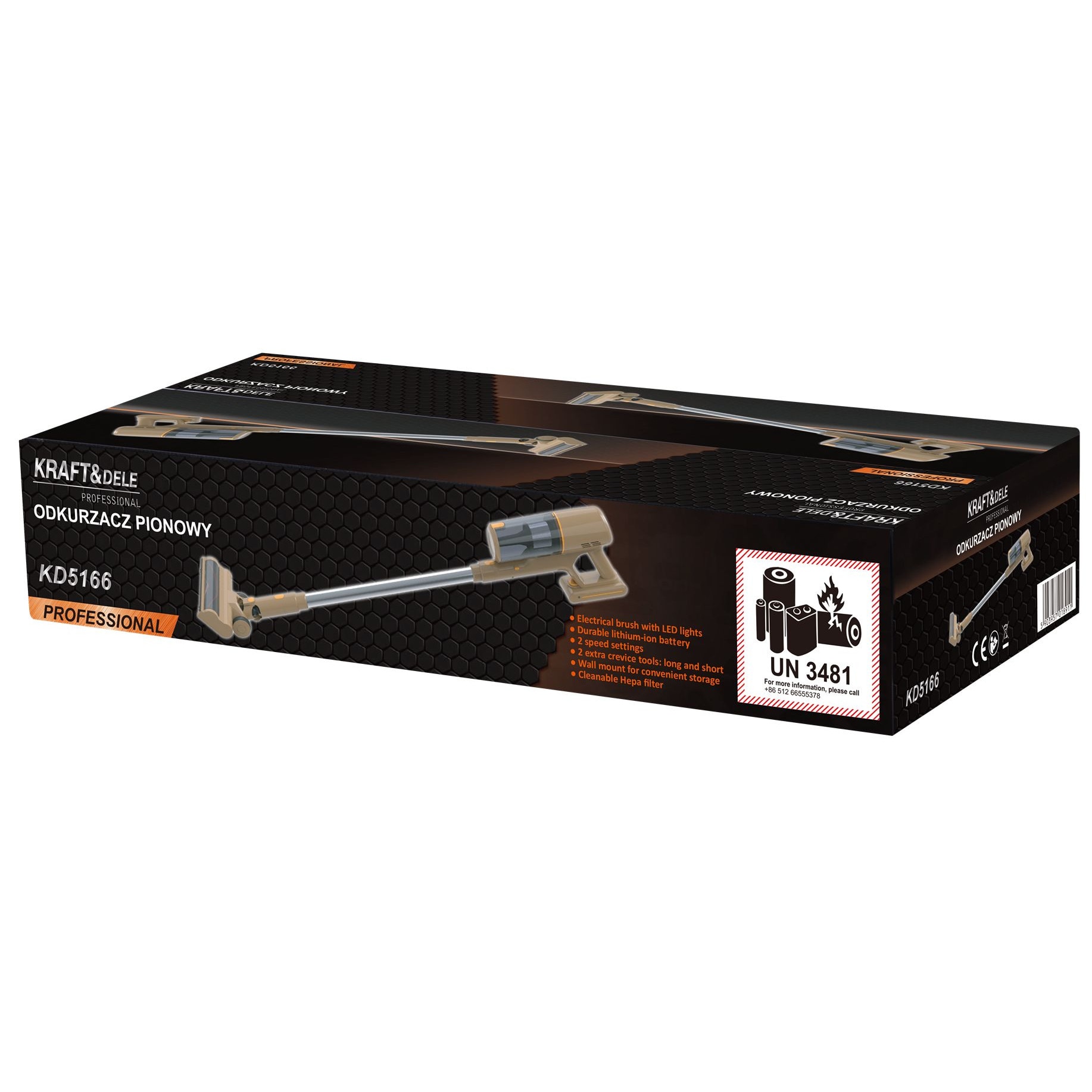 Aspirator vertical fara sac cu acumulator, 25.2 V, 2500 mAh, Kraft&Dele KD5166