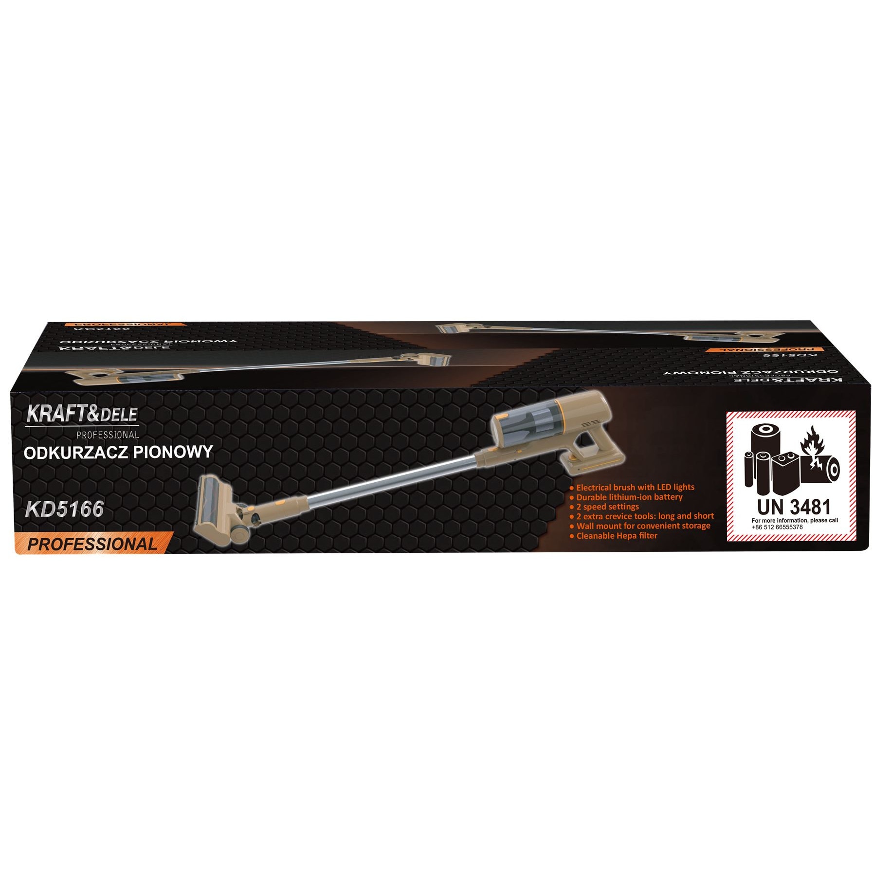 Aspirator vertical fara sac cu acumulator, 25.2 V, 2500 mAh, Kraft&Dele KD5166