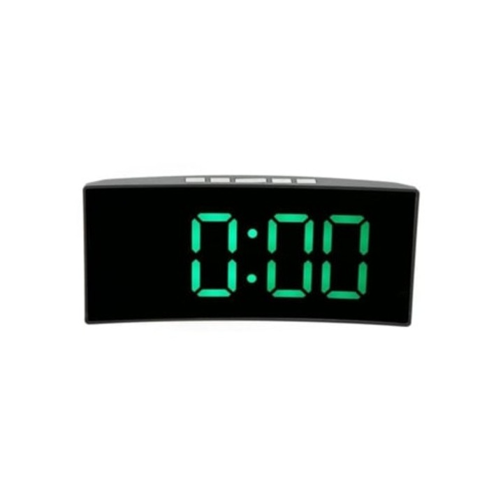 Hurrise dekoratív óra ívelt kijelzővel, LED kijelzővel, fényérzékelővel, ébresztővel és hőmérséklet-kijelzővel