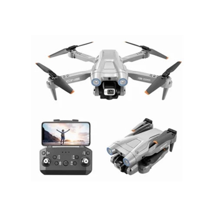 Drone I3 Pro, camera duala 4K, 3 baterii, gri