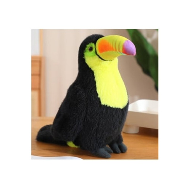 Papagal de plus, jucarie de plus, galben, 35 cm