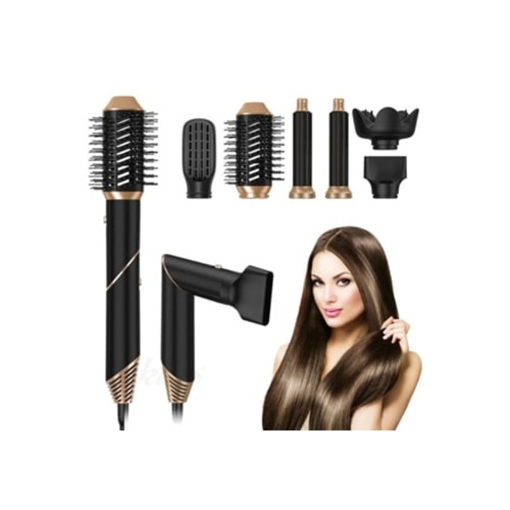 Perie de par electrica, 6 in 1, pliabil