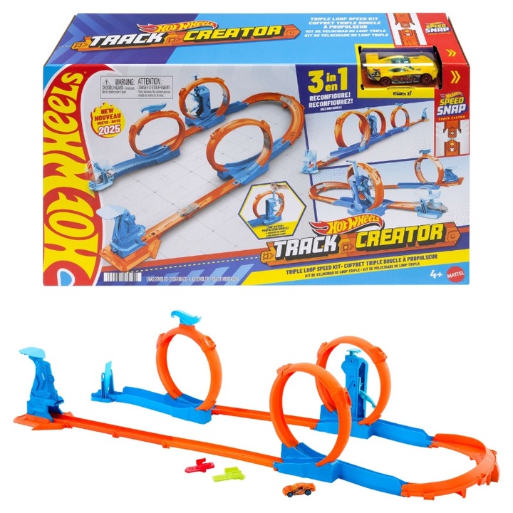 Комплект състезателна писта Hot Wheels с количка, ръчна, многоцветна, 100x10.5x10.5см