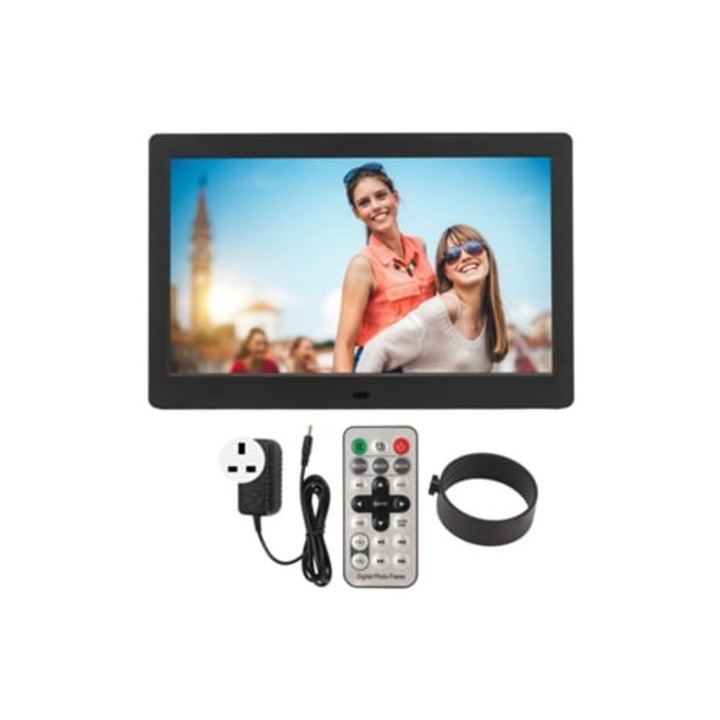 Digitális dekoratív óra, 10 hüvelykes, HD LCD képernyő, távirányító támogatás, 100-240V