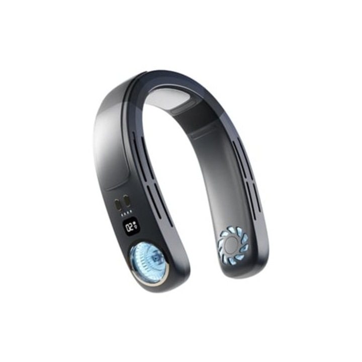 Ushion Mdug újratölthető hordozható, lapát nélküli ventilátor hűtőpárnával, fekete