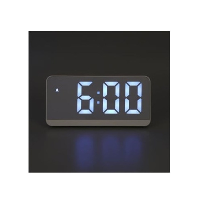 Hurrise dekoratív óra digitális ébresztővel, hangvezérléssel, LED tükörrel, modern