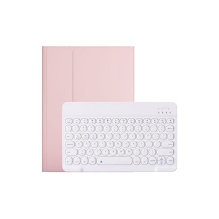 Carcasa tastatura Bluetooth pentru iPad 9.7/10.2/10.5, chei rotunde retro, roz