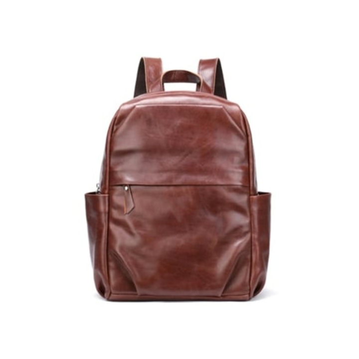 Valódi bőr laptophátizsák, nagy kapacitású, kávészínű, 561-es méret