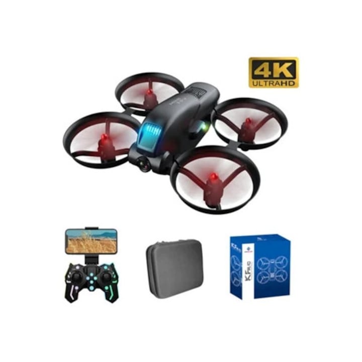 Drone KF615, 4K, autonomie 8 min, negru