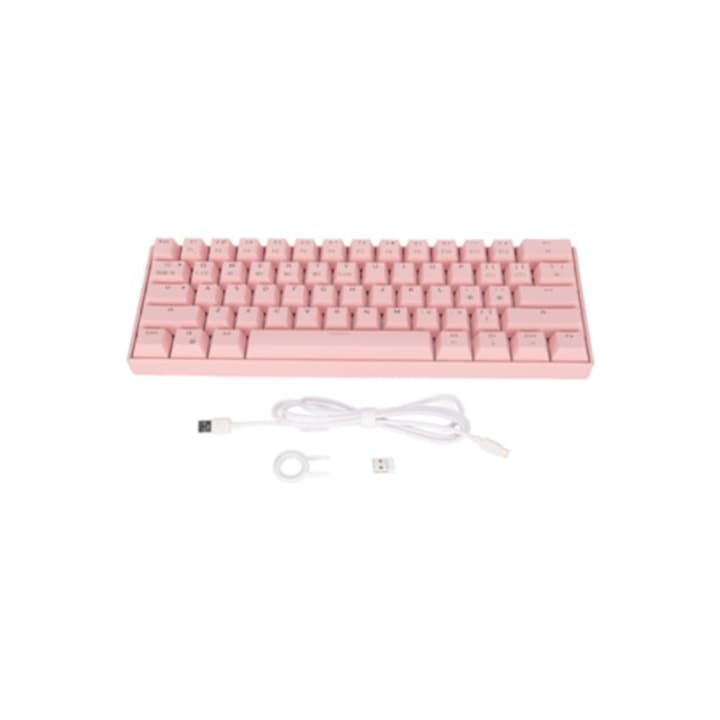 Tastatura mecanica 61 taste RGB, design ergonomic, cablata si wireless, 1800mah