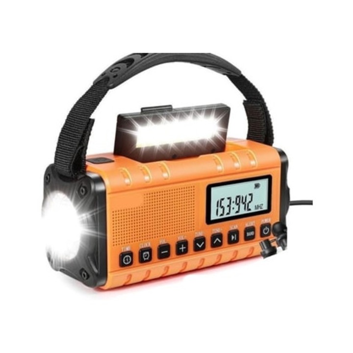 Radio portabil Zruxe Xsy340 AM/FM/SW cu incarcator si lanterna 10000mAh, portocalie