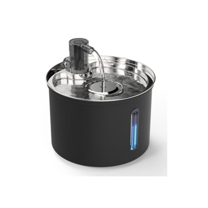 Bebedou automat pentru animale, 3l, inox, cu 2 filtre, alb