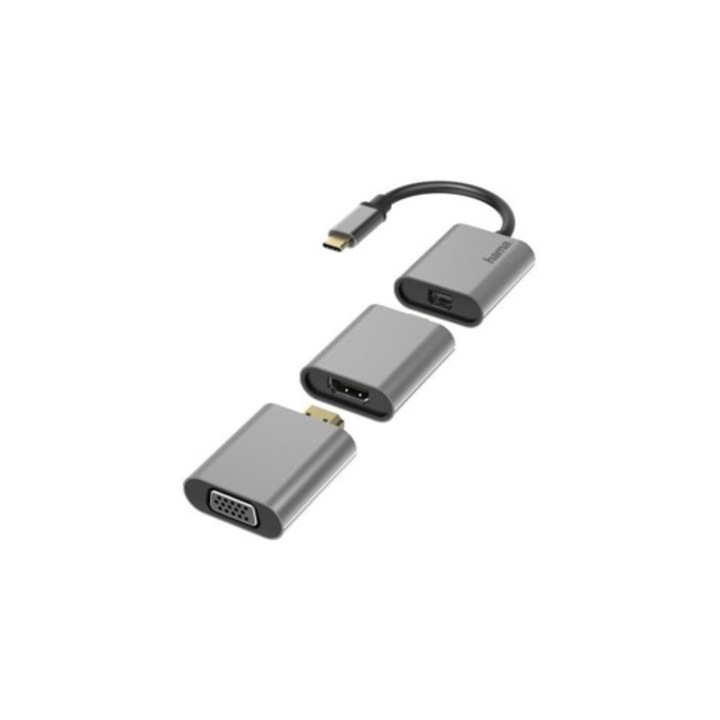 Комплект видео адаптери 6 в 1 Mini-Displayport HDMI VGA, алуминий, сребрист