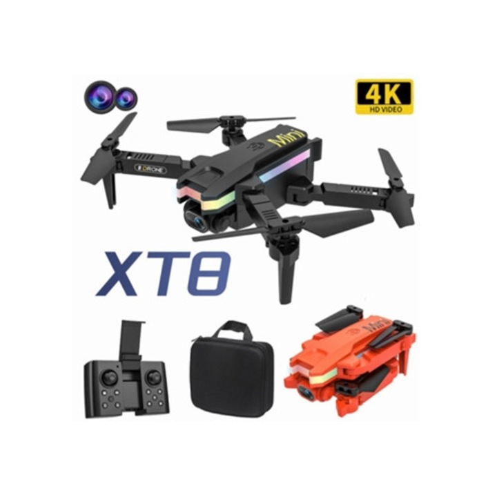 Mini Drone MDUG XT8, 4K, negru, autonomie 10 min