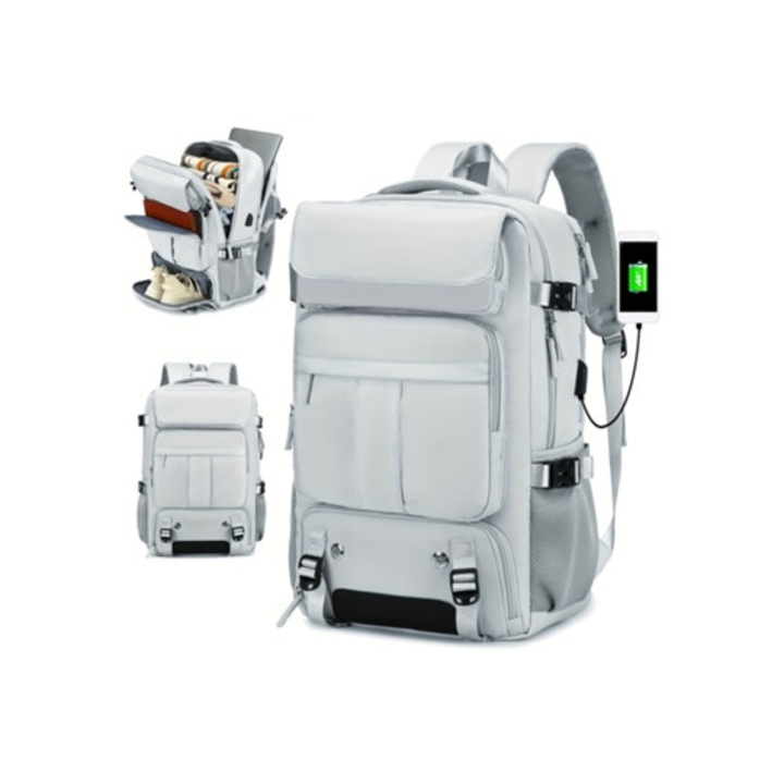 Rucsac mare pentru laptop, 17.3 inch, gri deschis