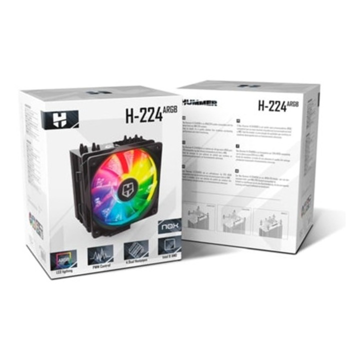 Racitor procesor Nox Hummer H-224, 12 cm, negru