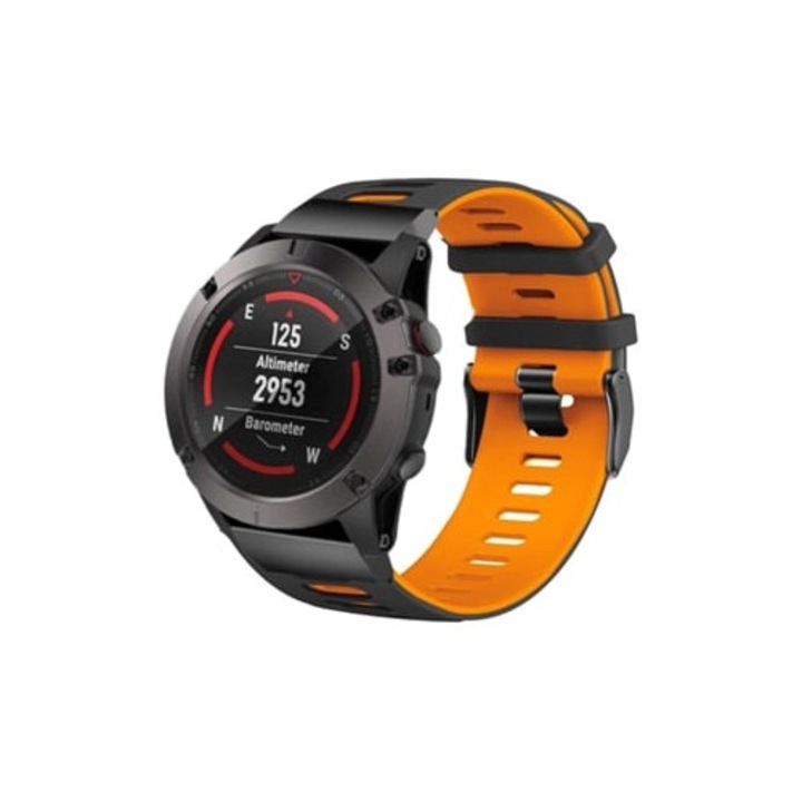 Bratara outdoor Garmin Instinct Solar - Surf Edition, neagra si portocalie