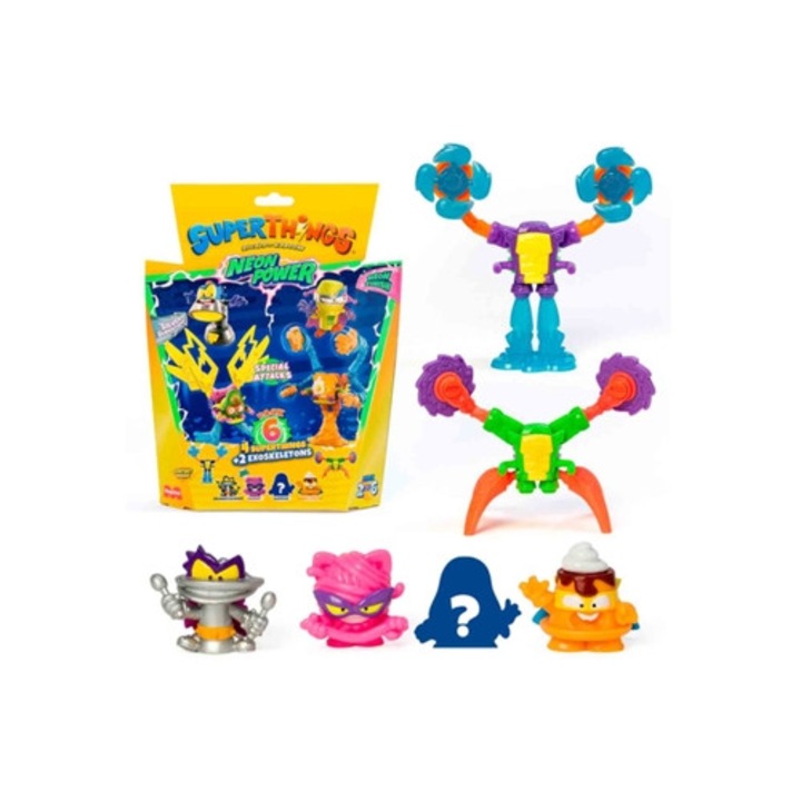 Комплект фигурки SuperThings Neon Power Pack 6 (4 фигурки и 2 екзоскелета)