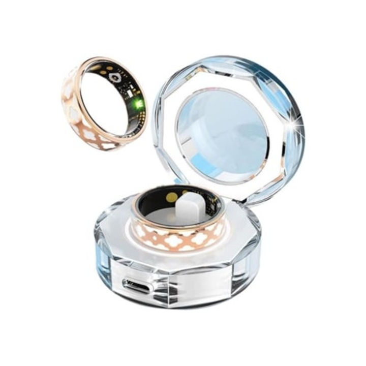 Inel inteligent, monitor de sanatate, culoare email, compartiment de incarcare