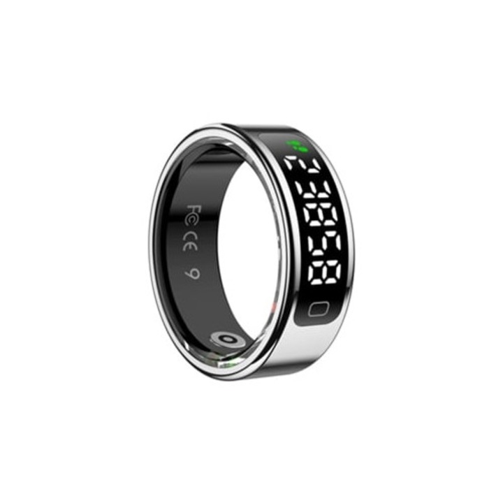 Inel inteligent, monitorizare sanatate, rezistent la apa, argintiu, marimea 11