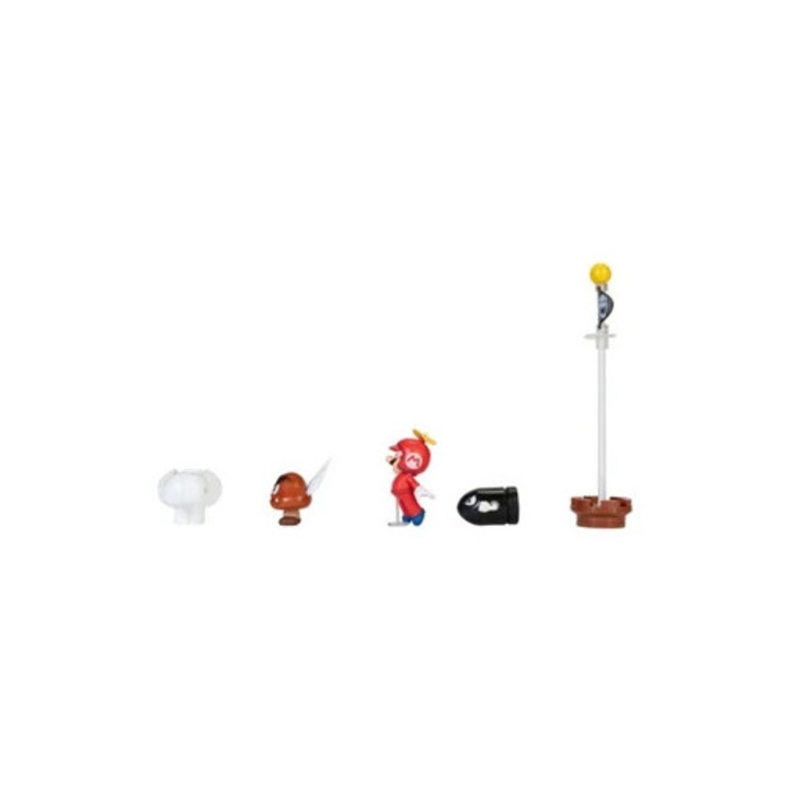 Super Mario figura készlet, dioráma és Mario figura propellerrel