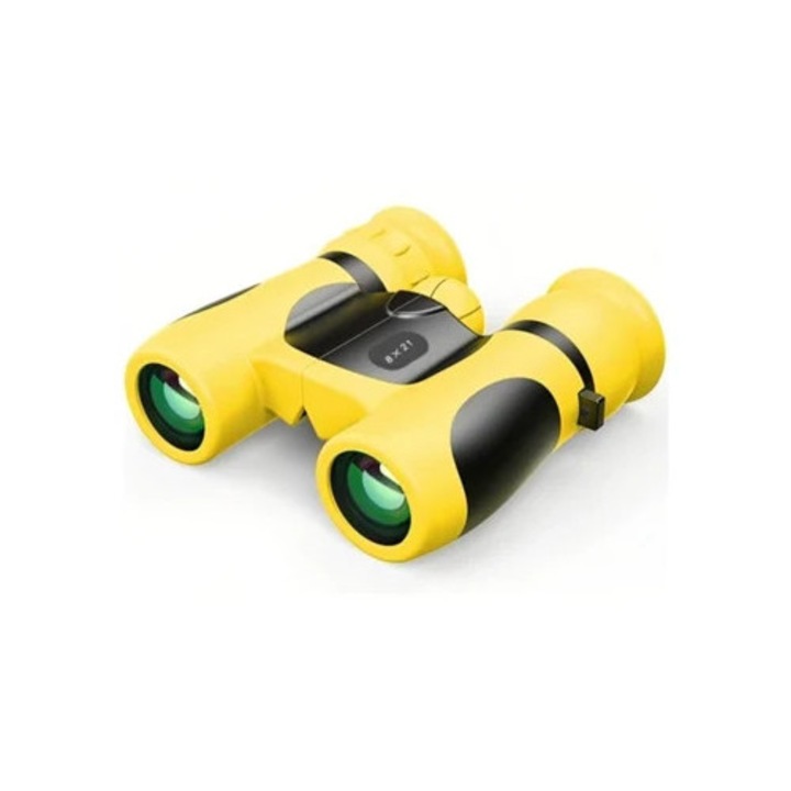 Binoclu pentru copii, 8x21, compact, portabil, galben/negru
