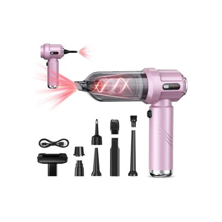 Aspirator auto fara fir, motor 32.000pa, roz