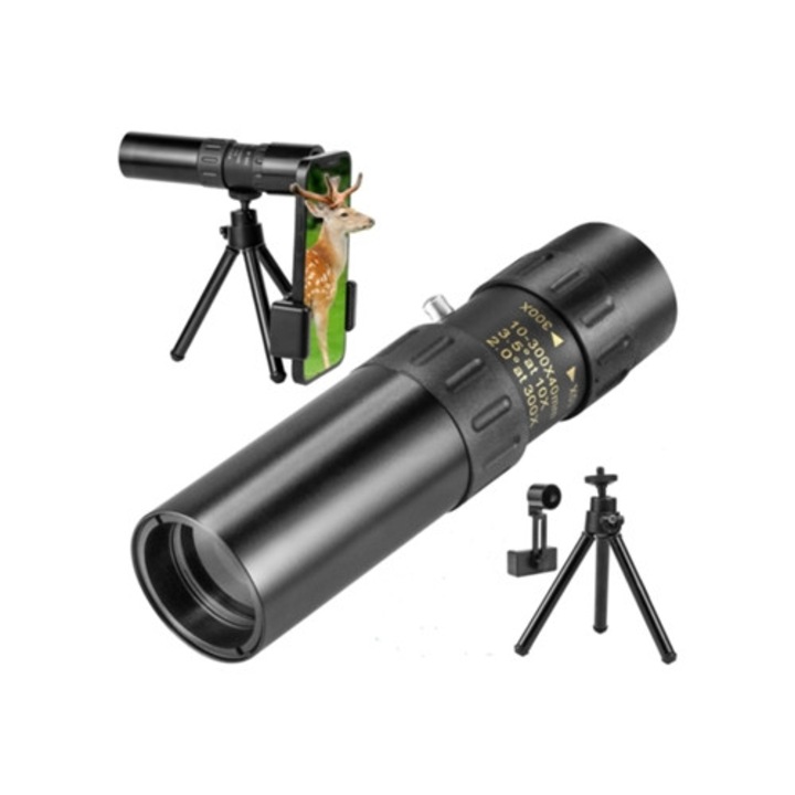 Компактен монокулярен телескоп, 10x-300x, FMC обектив, метален корпус