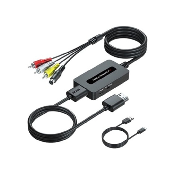 Adaptor HDMI la S Video RCA AV, 1080p, Plug & Play, compatibil Wii, PS3, Xbox