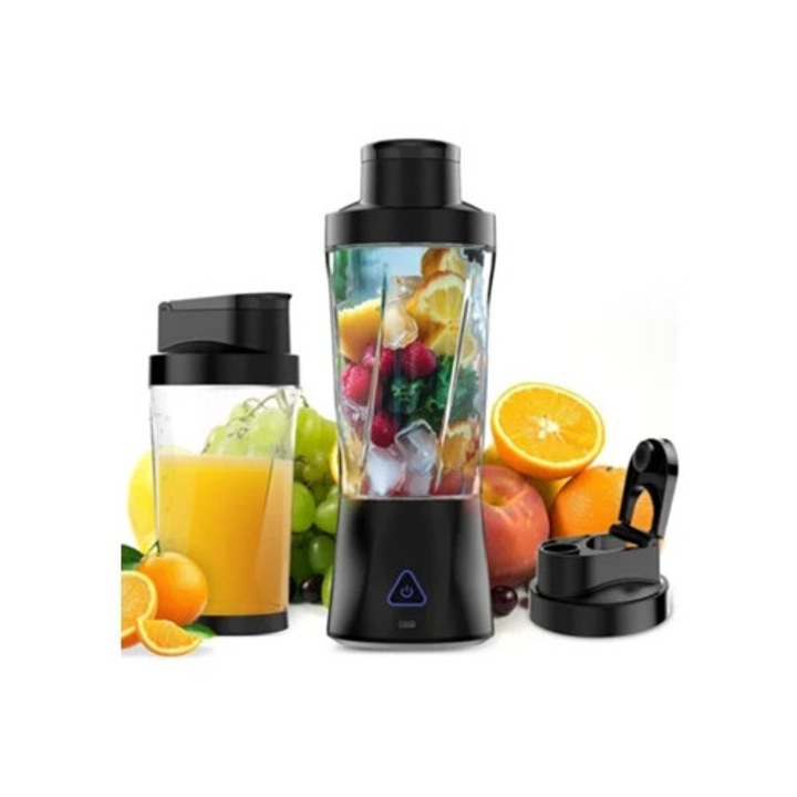 Storcator de fructe 6000mAh, 717ml, 6 lame, transparent negru