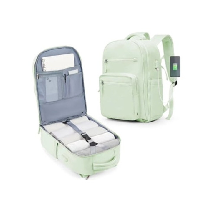 Utazó hátizsák, mentazöld, kabinméret, uniszex