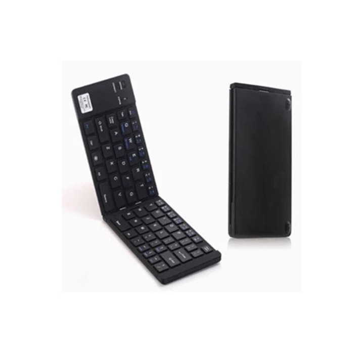 Tastatura pliabila wireless Bluetooth 66 taste, neagra, 66-key