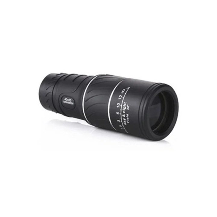 Telescop monocular HD 40x60, design compact, prisme Bak4, viziune nocturna, culoare neagra