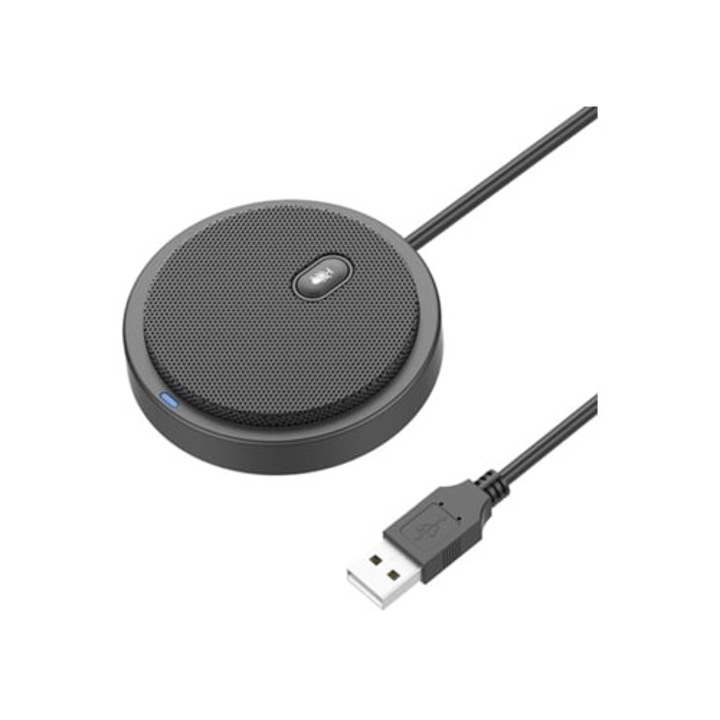 Настолен микрофон, USB, всепосочен 360, с бутон за заглушаване