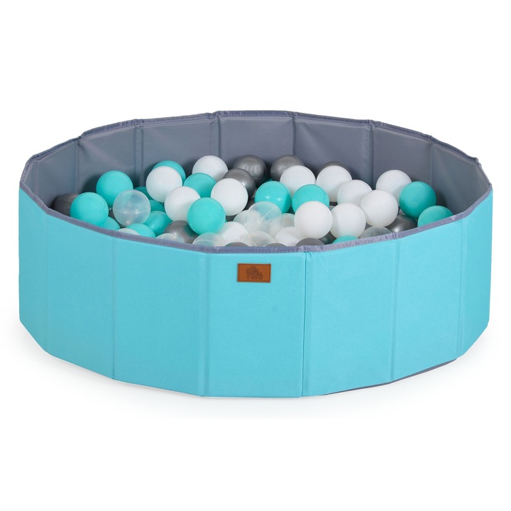 Piscina uscata pliabila Moni Melo pentru bebelusi si copii, 80x26 cm, geanta de depozitare inclusa, 90 bile colorate incluse, Mint