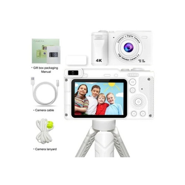 Kompakt kamera, HD 1080, dupla lencse, fehér