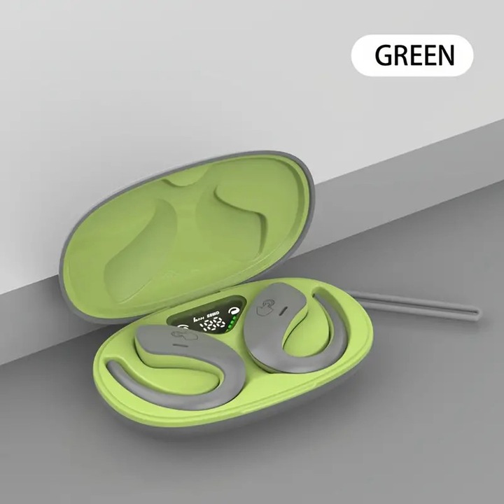 Vezeték nélküli fülhallgató, hosszú élettartamú, Bluetooth, zöld