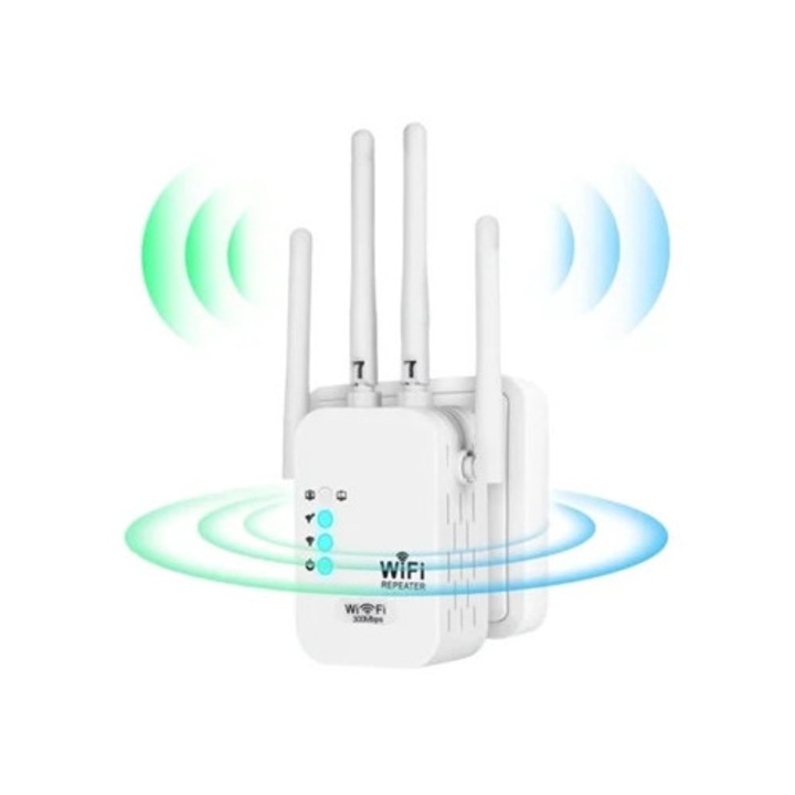 Wifi jelismétlő, Wifi jelerősítő, 4 antenna, 2 LAN port, 300m hatótávolság