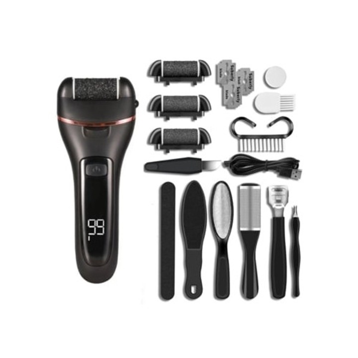 Aparat manichiura/pedichiura, pila electrica de calusuri, negru