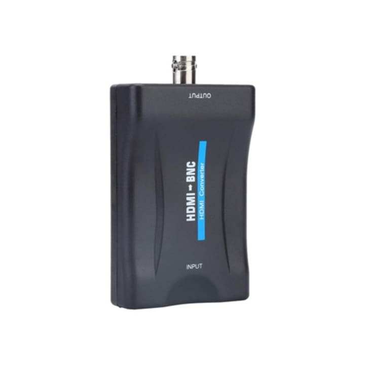 Adaptor BNC/HDMI, suport bi-directional, compatibil cu camere de supraveghere, negru
