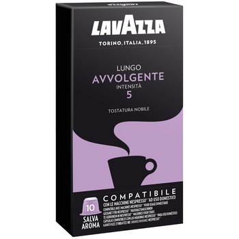 Capsule cafea Lavazza Lungo Avvolgente, compatibile Nespresso, 10 capsule, 55g Capsule cafea Lavazza Lungo Avvolgente, compatibile Nespresso, 10 capsule, 55g