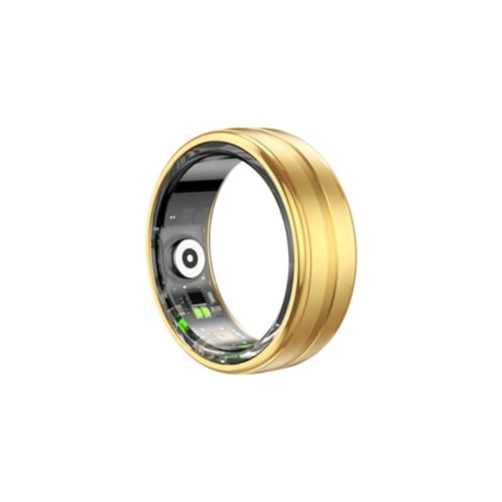 Inel inteligent R06, monitorizare ritm cardiac si oxigen in sange, impermeabil IP68, aurie, marimea 8