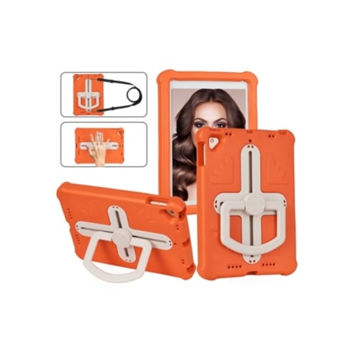 Калъф за таблет ZRUXE за iPad Air 2 / 9.7 2017 / 2018, въртене на 360°, защита от удар, оранжево-бежов