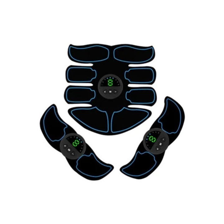 Stimulator muscular, electrostimulator Ems, abdomen si brate, culoare albastra