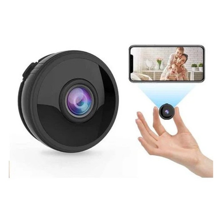 Camera spion WiFi mini, 1080P HD, noapte, detectie miscare, neagra