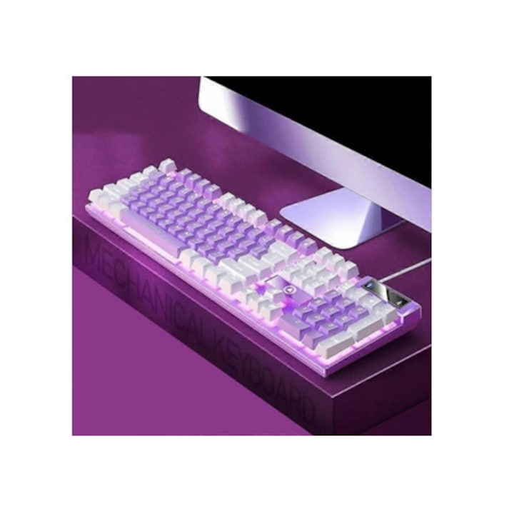 Tastatura gamer Yindiao K500 cu fir si iluminare de fundal, pentru computer de acasa