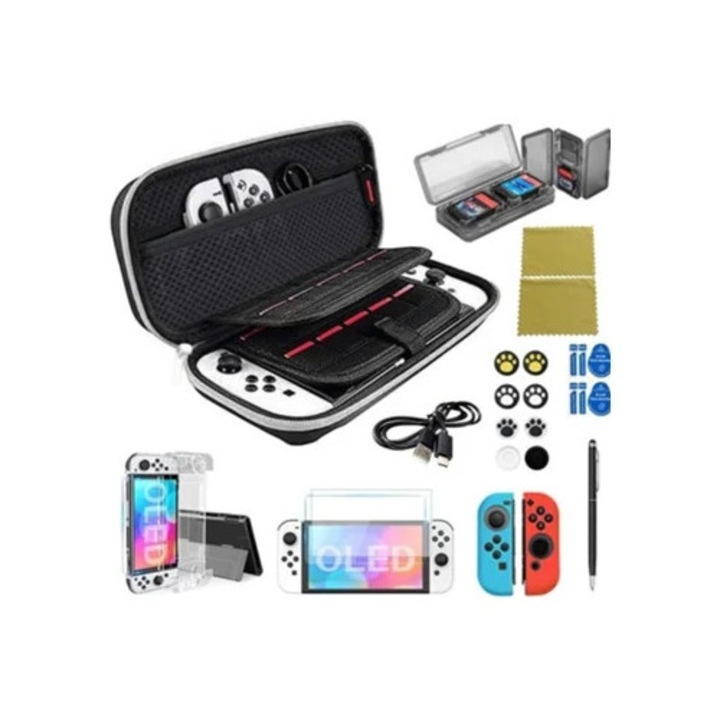 Комплект аксесоари 21 в 1 за Nintendo Switch OLED, бял