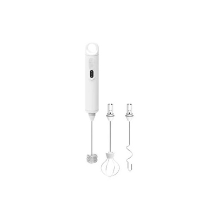 Frother de lapte Eifson, reincarcabil USB, 3 viteze, 3 capete de amestecare, alb