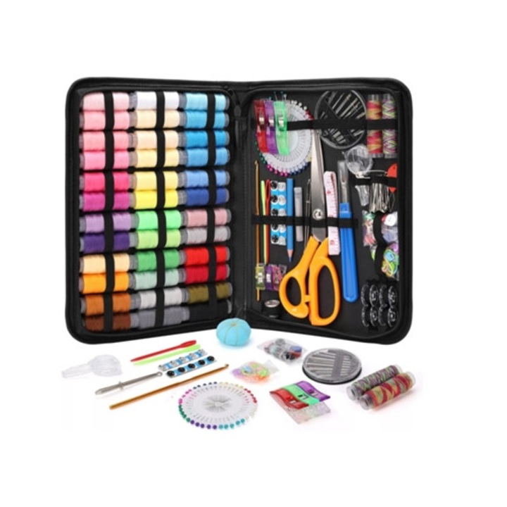 213 darabos hordozható varrókészlet kezdőknek
